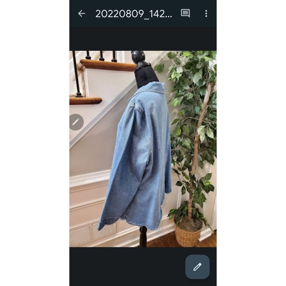 Vintage Roaman's Scallop Blue 100% Cotton Long Sleeve Buttons Front Jacket 20W - Picture 5 of 10